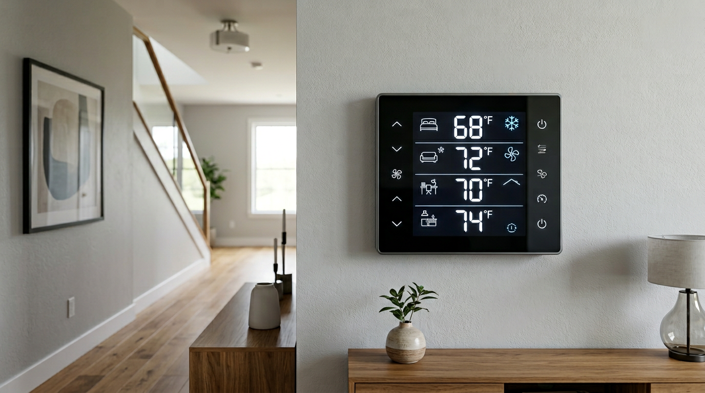 Multi-zone ductless mini-split outdoor condenser serving several rooms